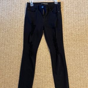 express mid rise black ripped skinny jeans